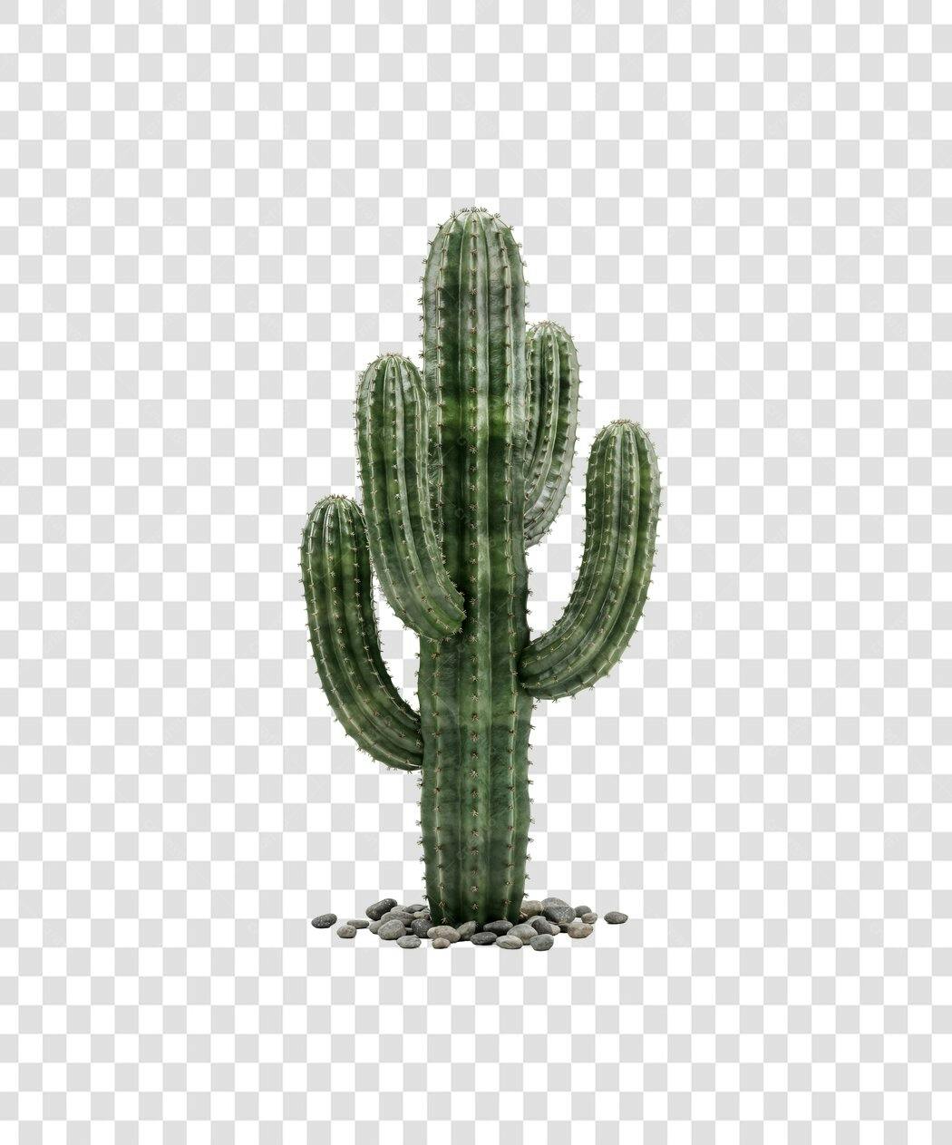 Foto Recortada Cacto Verde Pedras Decorativas PNG Fundo Transparente