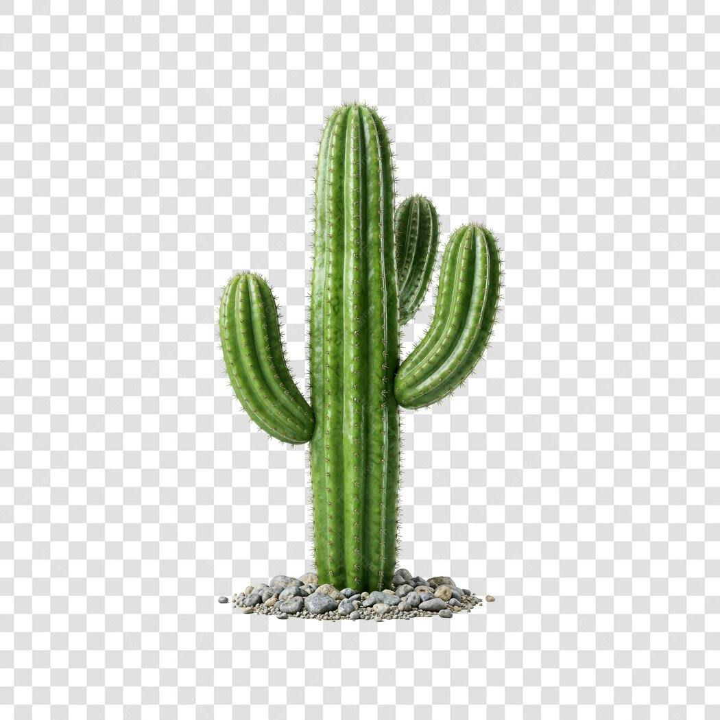 Foto Recortada Cacto Verde Pedras PNG Fundo Transparente