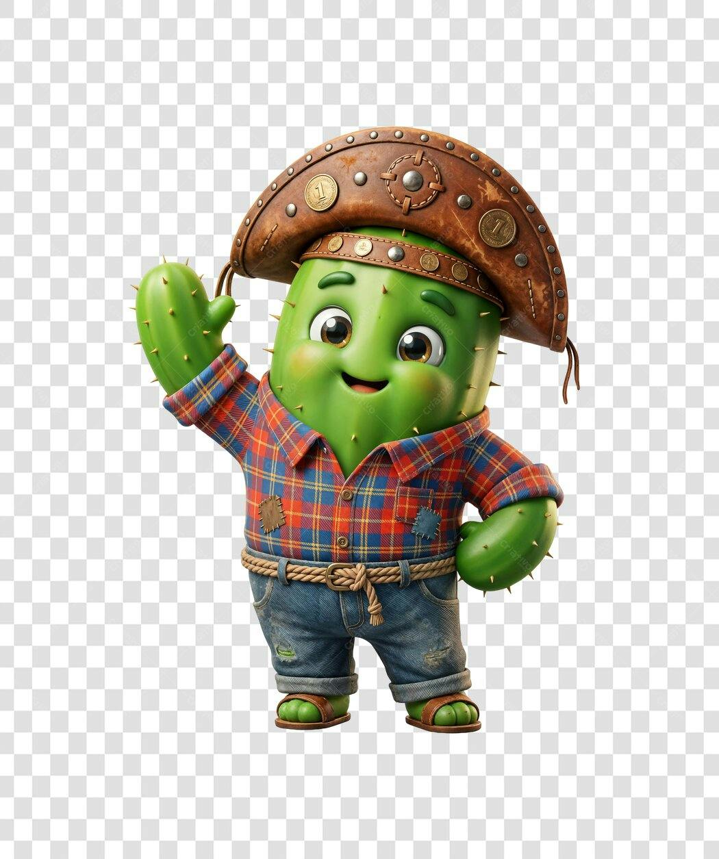 Personagem Ilustrado Cacto Festa Junina Junho PNG Fundo Transparente