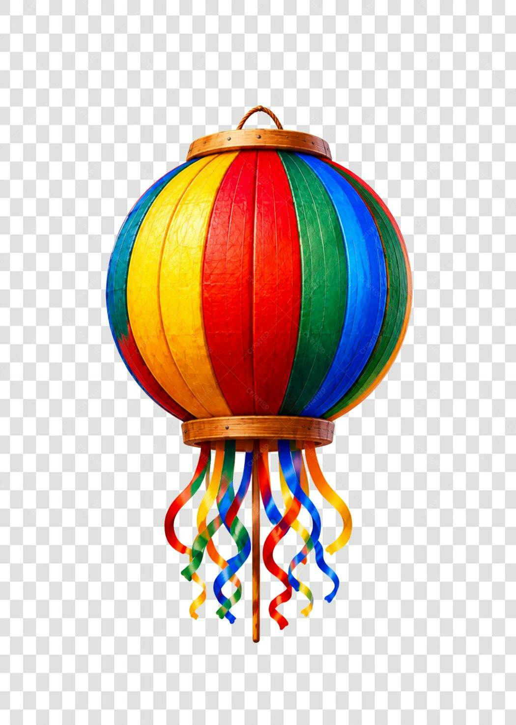 Elemento Decorativo Balão Festa Junina Colorido PNG Fundo Transparente