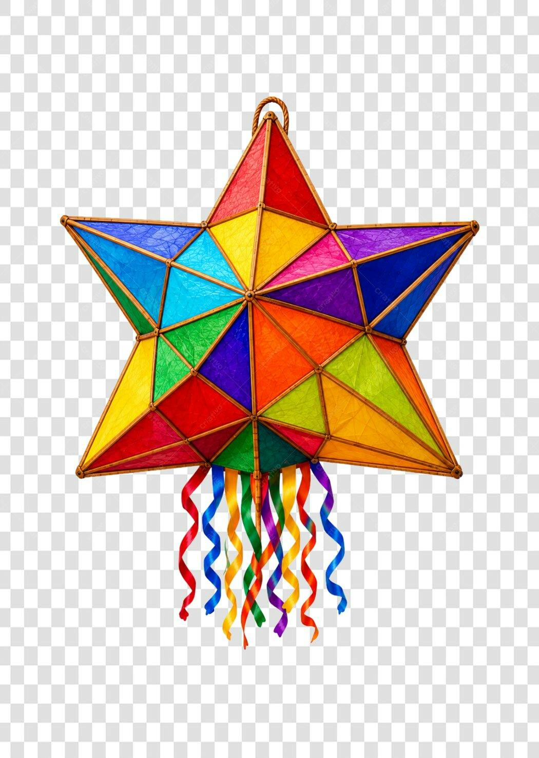 Elemento Decorativo Estrela Colorida Natal Dezembro PNG Fundo Transparente