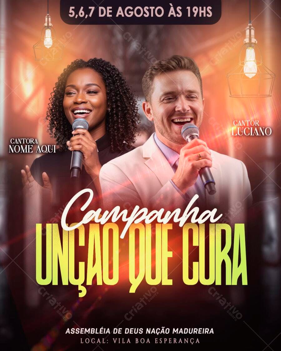 Flyer Campanha Unção Que Cura Igreja PSD Editável