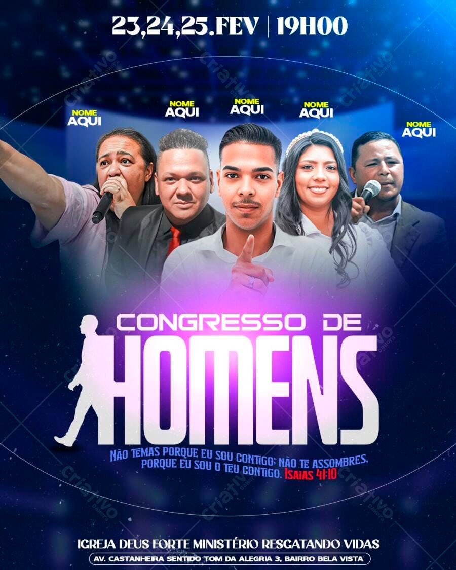 Flyer Congresso de Homens Igreja Evangélica PSD Editável