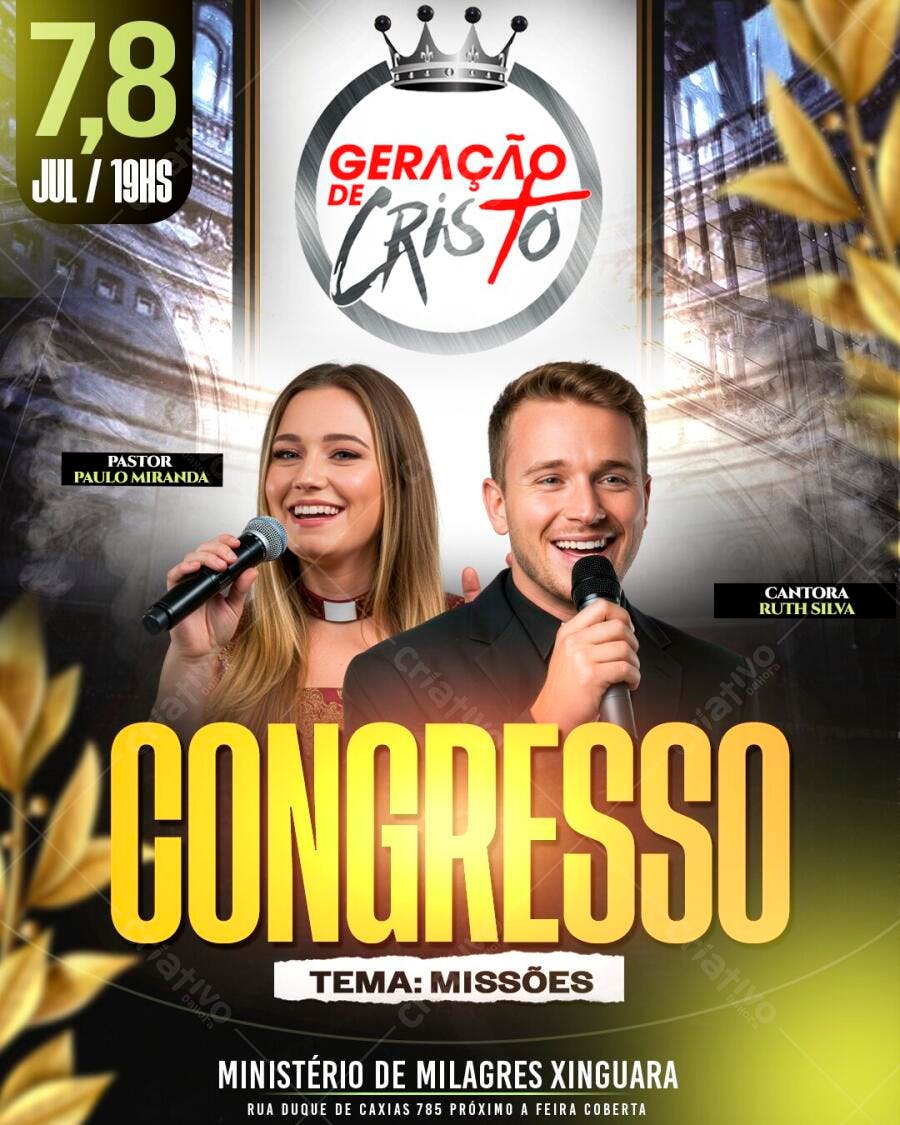 Flyer Congresso Igreja Cristã Missões Julho PSD Editável