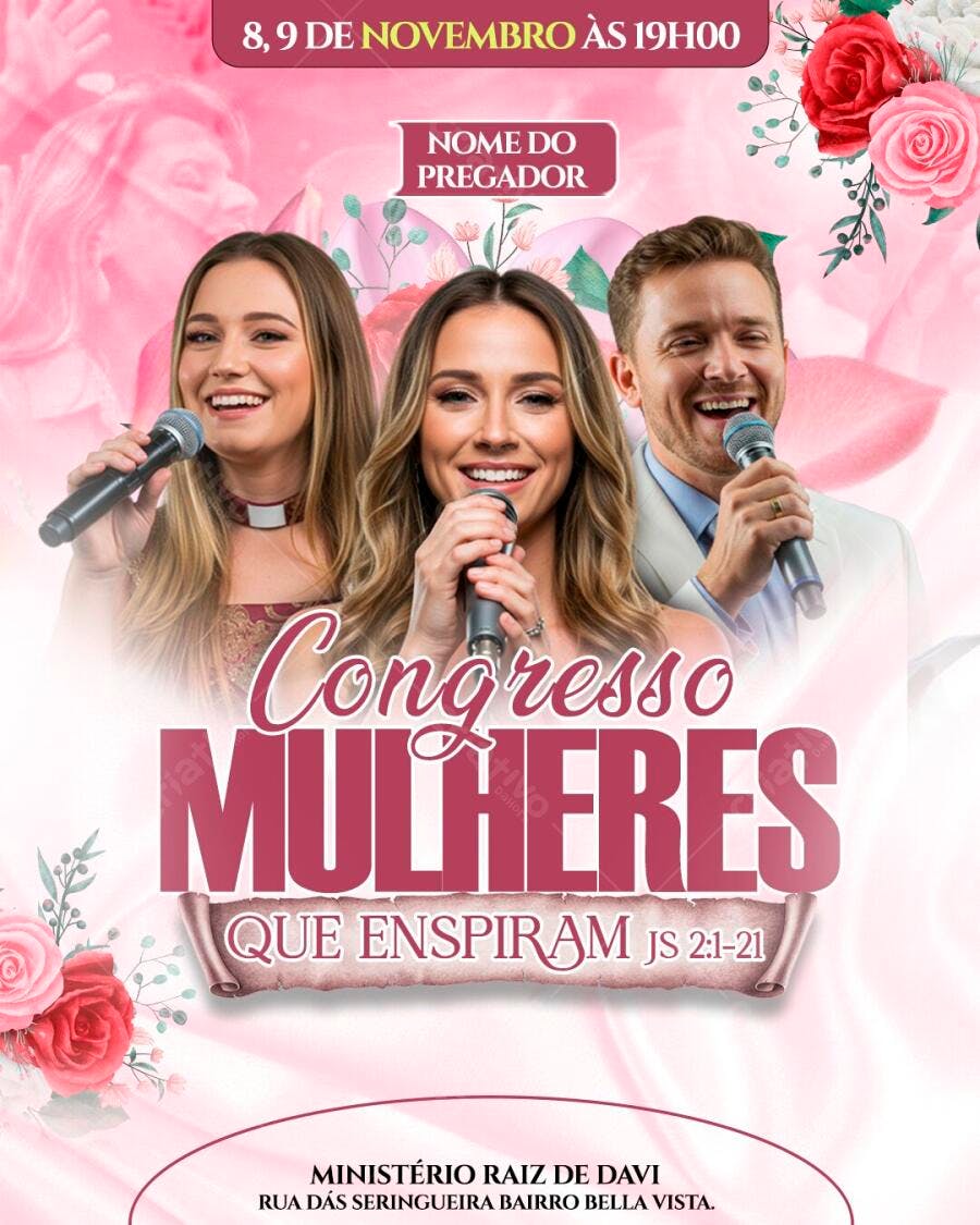 Flyer Congresso Mulheres Cristãs Igreja PSD Editável