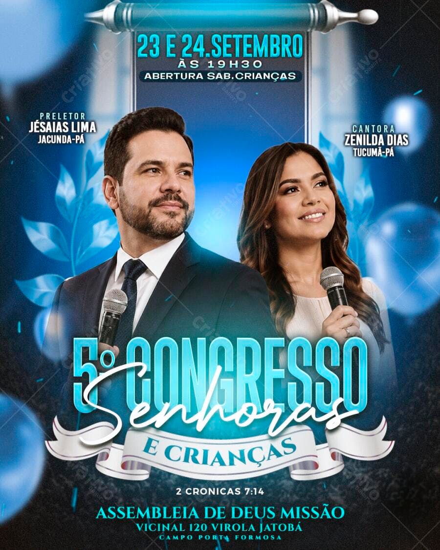 Flyer Congresso Senhoras e Crianças Igreja PSD Editável