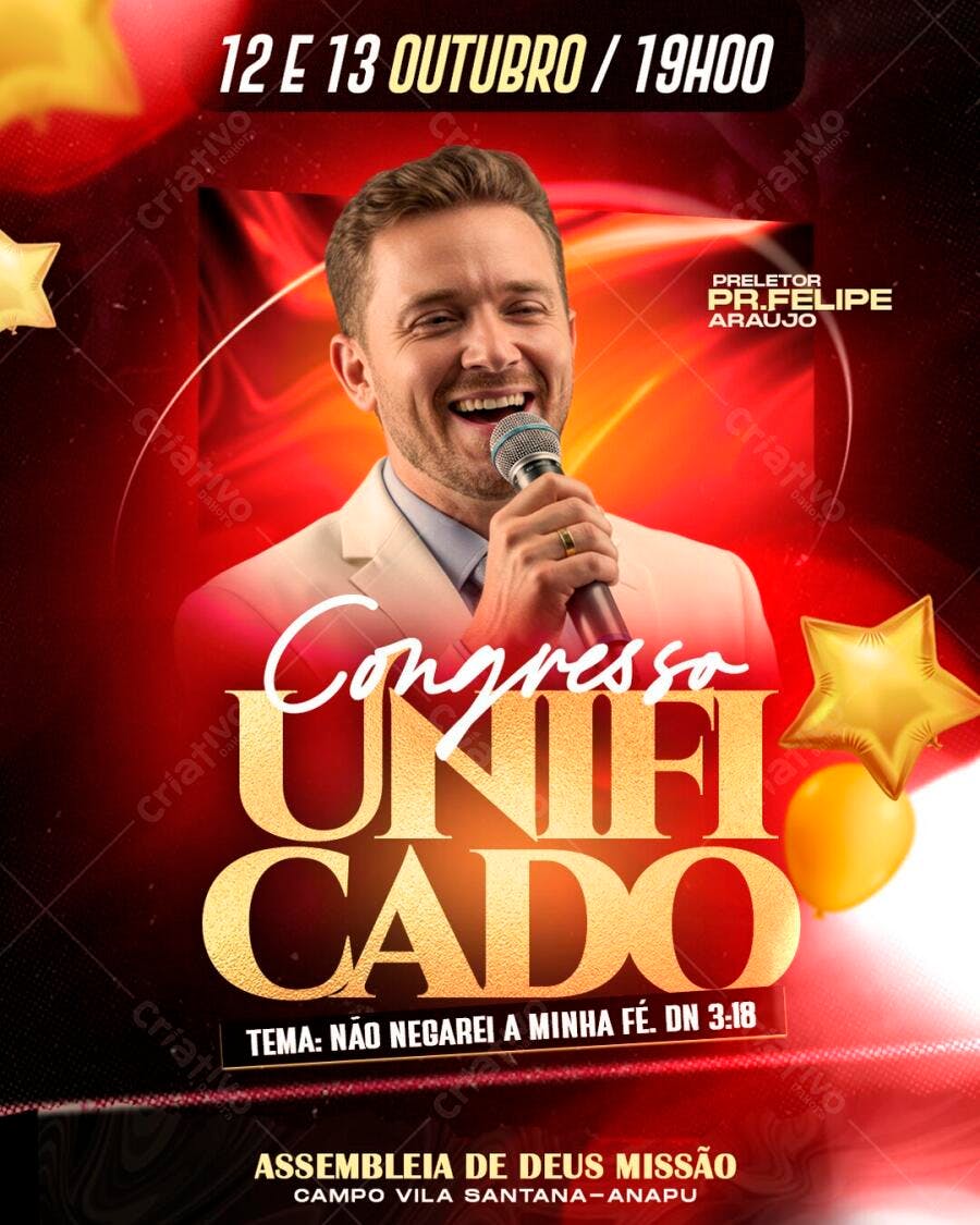 Flyer Congresso Unificado Igreja Outubro PSD Editável