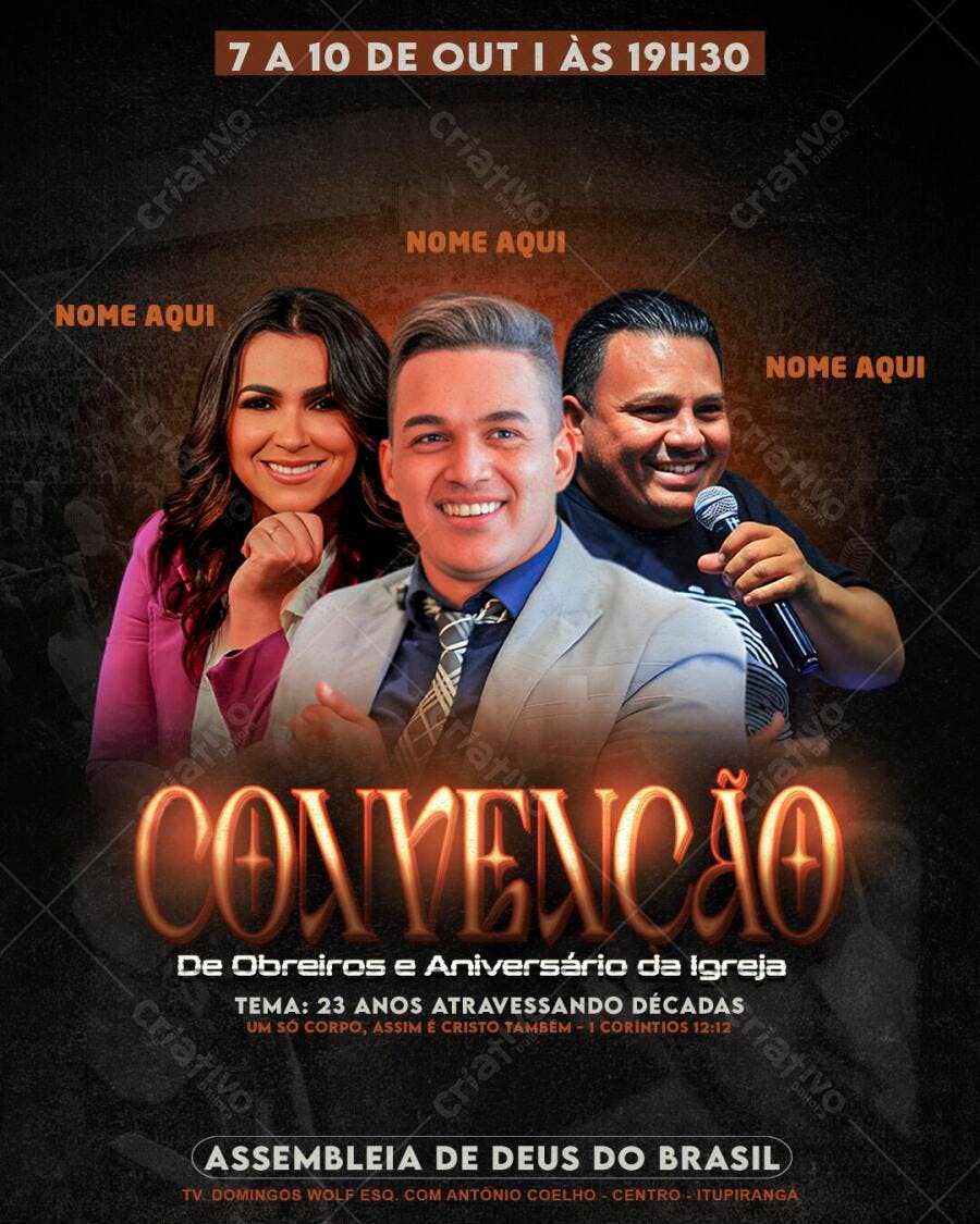 Flyer Convenção de Obreiros Igreja PSD Editável