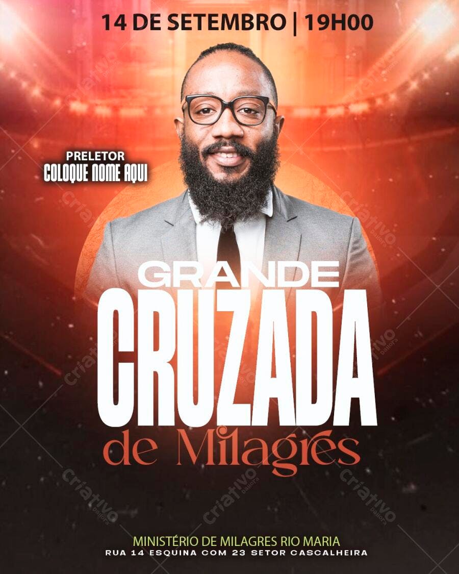 Flyer Cruzada de Milagres Igreja Evangélica PSD Editável