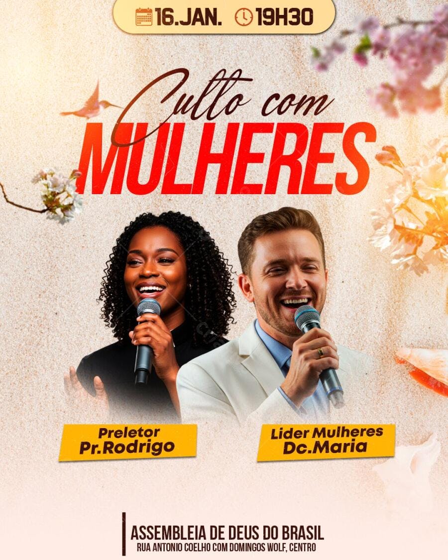 Flyer Culto com Mulheres Igreja Evangélica PSD Editável