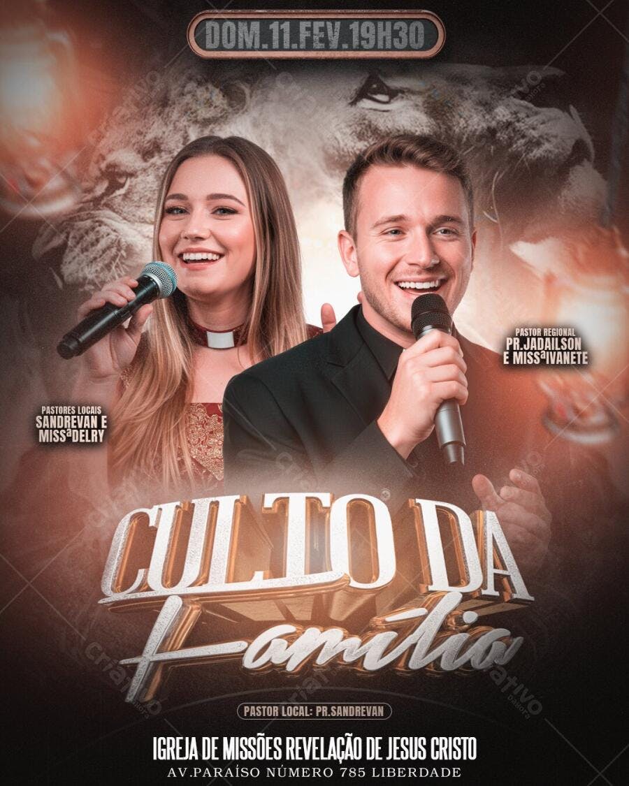 Flyer Culto da Família Igreja Cristã PSD Editável