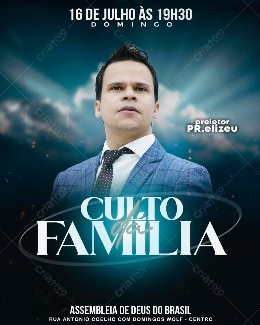 Flyer Culto da Família Igreja Evangélica PSD Editável