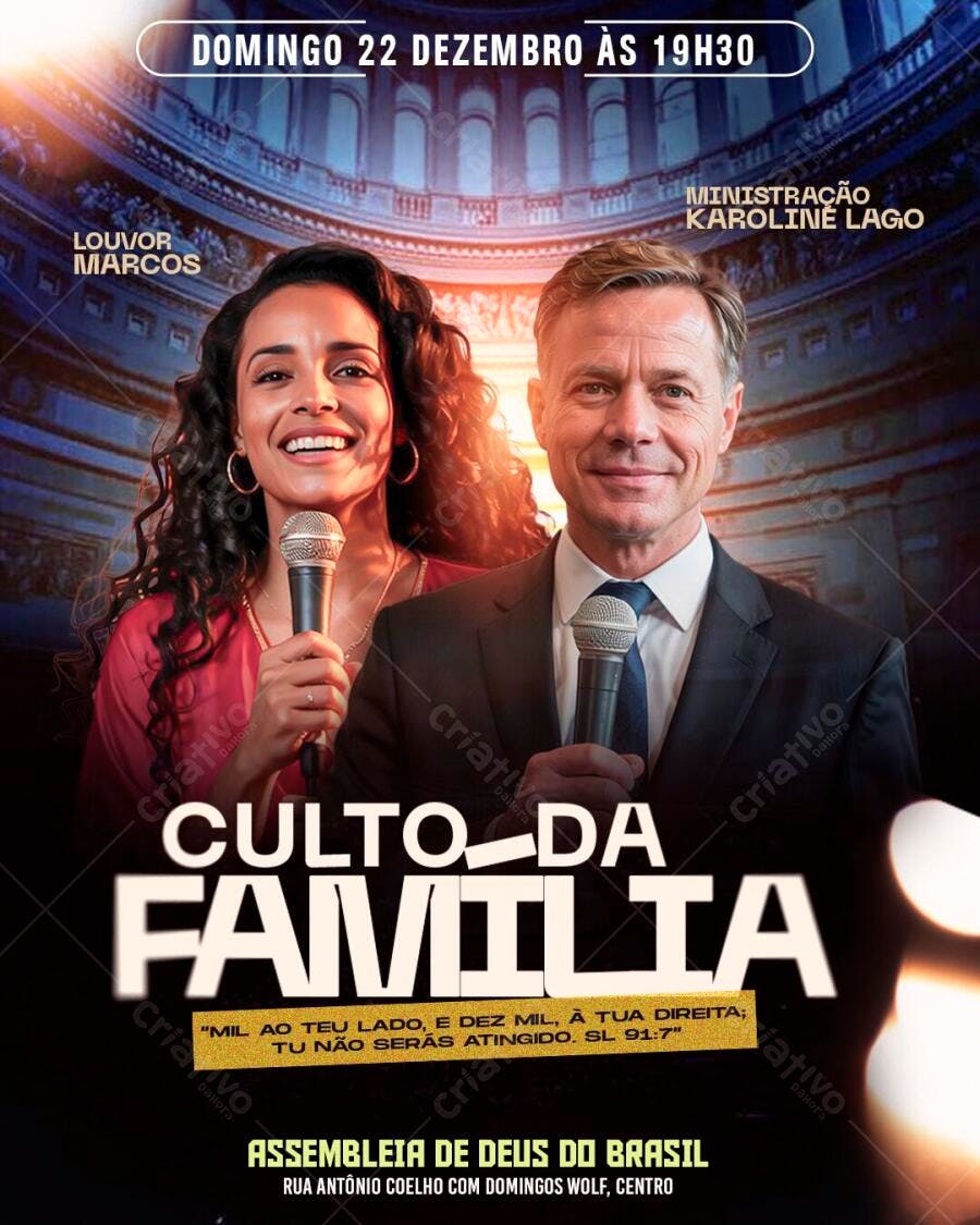 Flyer Culto da Família Igreja Evangélica PSD Editável