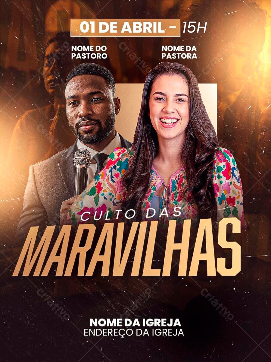 Flyer Culto das Maravilhas Igreja Evangélica PSD Editável