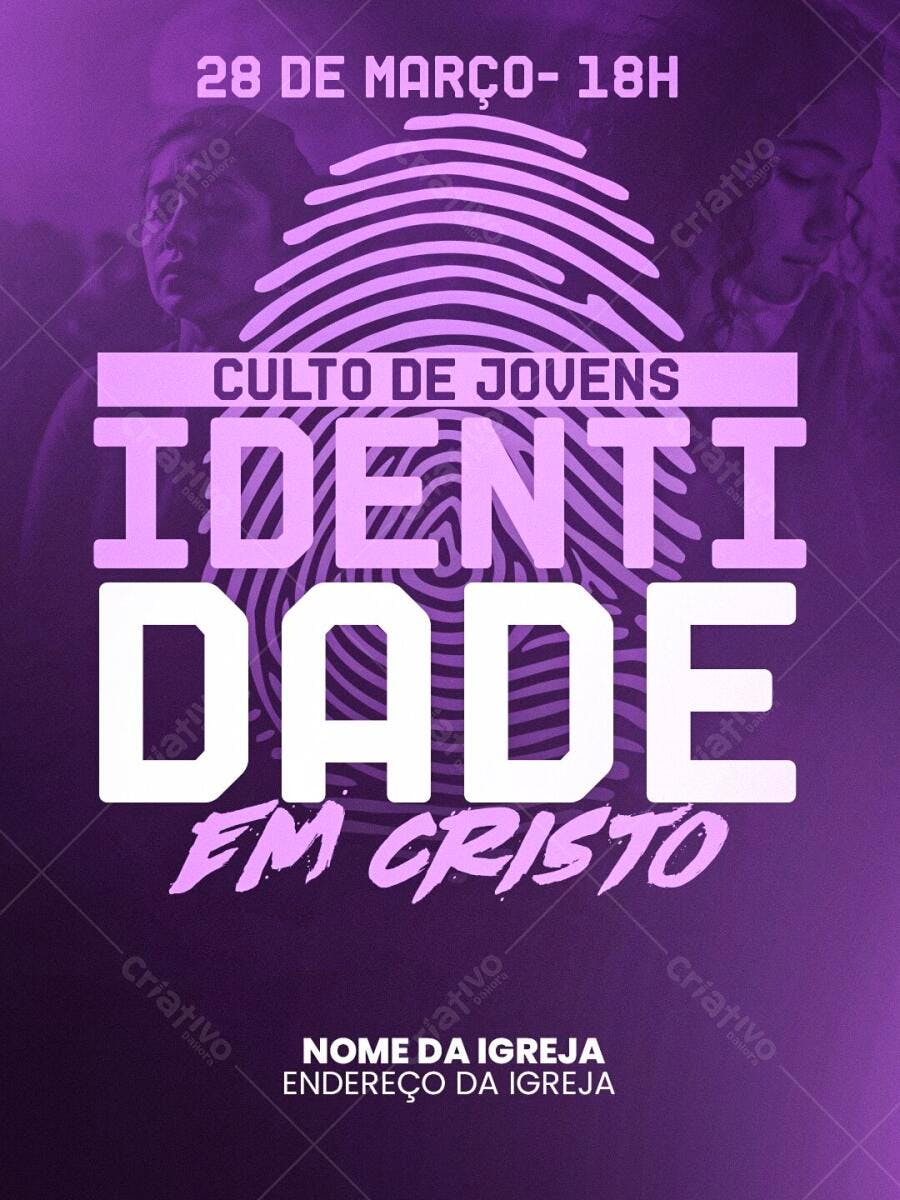 Flyer Culto de Jovens Igreja Cristã PSD Editável