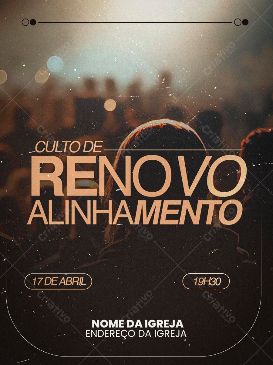 Flyer Culto de Renovação Igreja PSD Editável