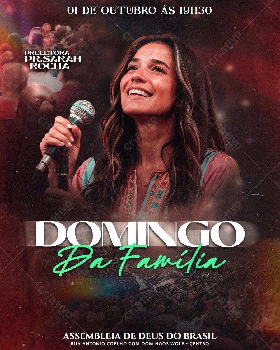 Flyer Domingo da Família Igreja Evento PSD Editável