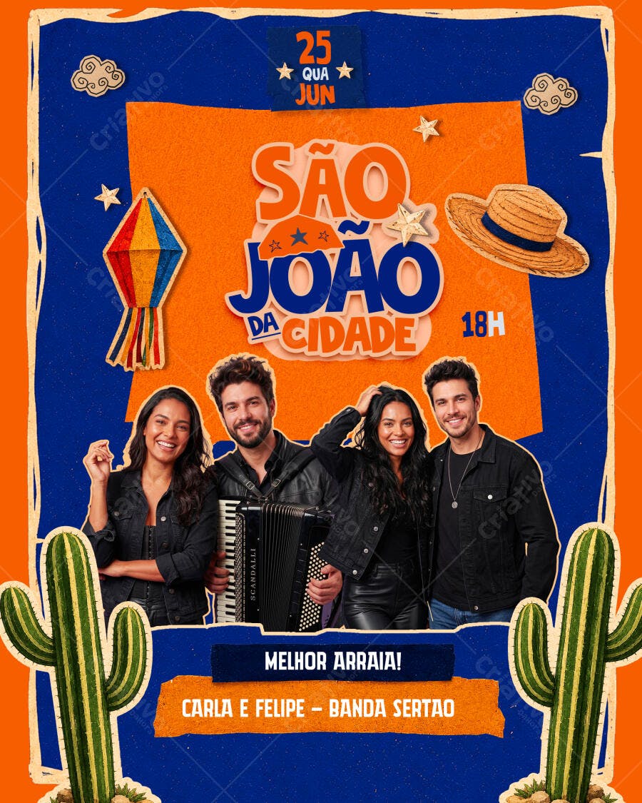 Flyer São João da Cidade Festa Junina PSD Editável