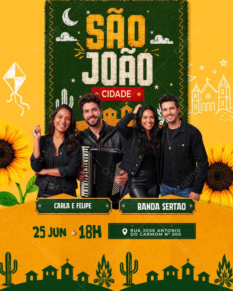 Flyer São João Festa Junina Arraial PSD Editável