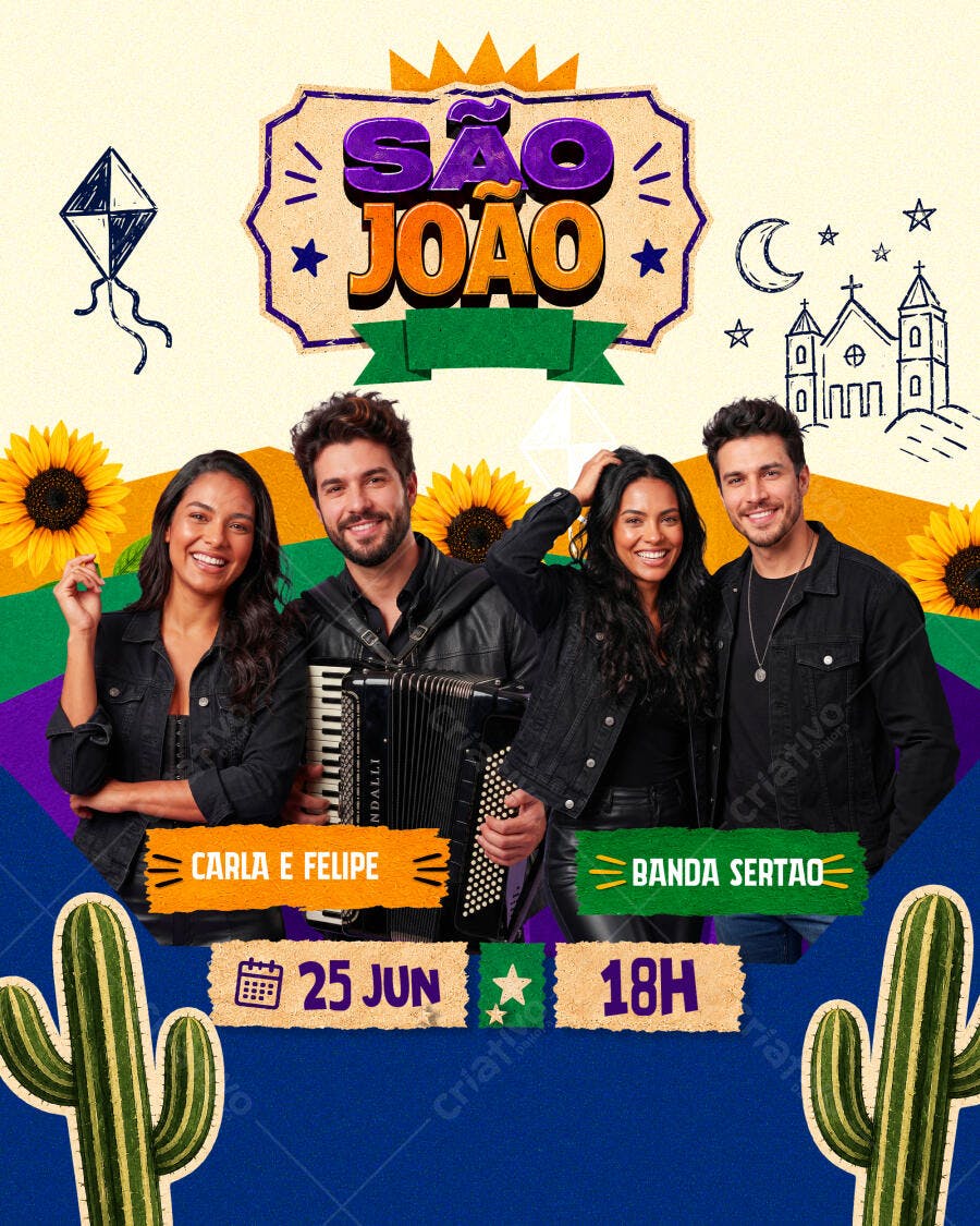 Flyer São João Festa Junina Arraial PSD Editável