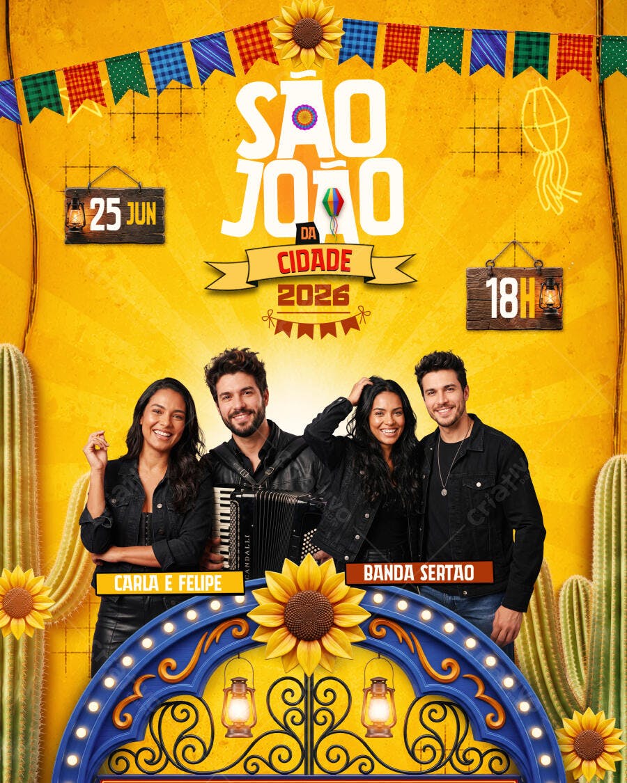 Flyer São João Festa Junina Arraial PSD Editável