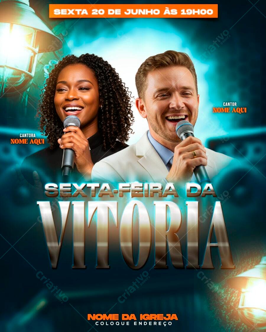 Flyer Sexta-Feira da Vitória Igreja Evento PSD Editável