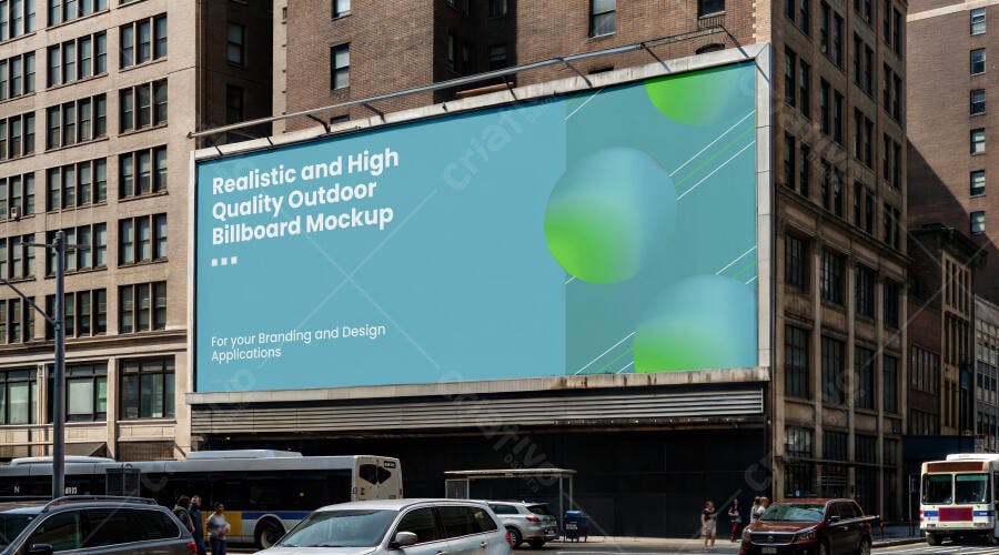 Mockup Outdoor Painel Publicitário Edifício Urbano Editável