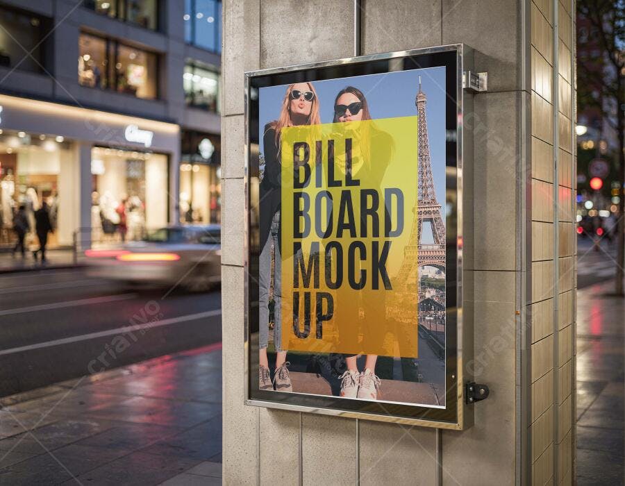 Mockup Outdoor Painel Publicitário Rua Cidade Editável