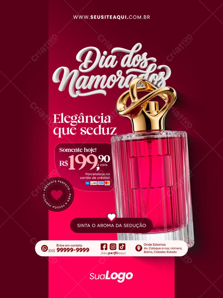 Post Dia dos Namorados Perfumaria Cosméticos PSD Editável