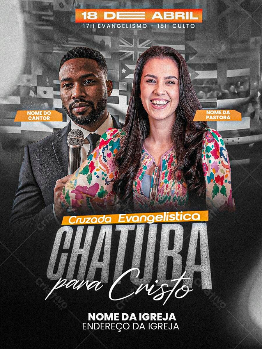 Post Instagram Cruzada Evangelística Igreja PSD Editável