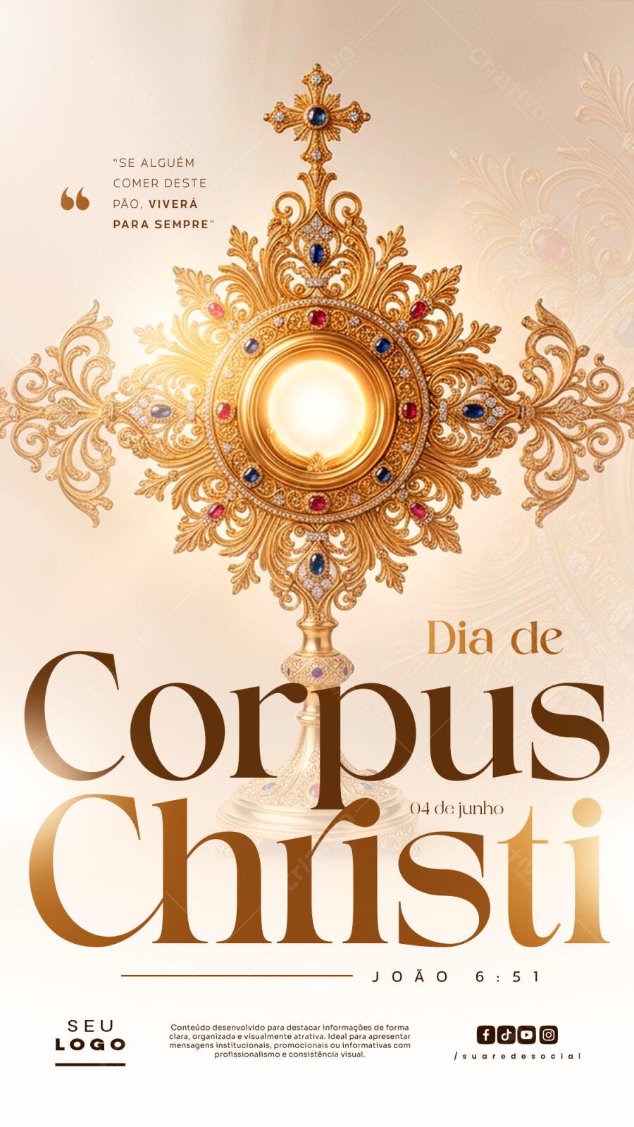 Post Instagram Dia de Corpus Christi Religioso PSD Editável