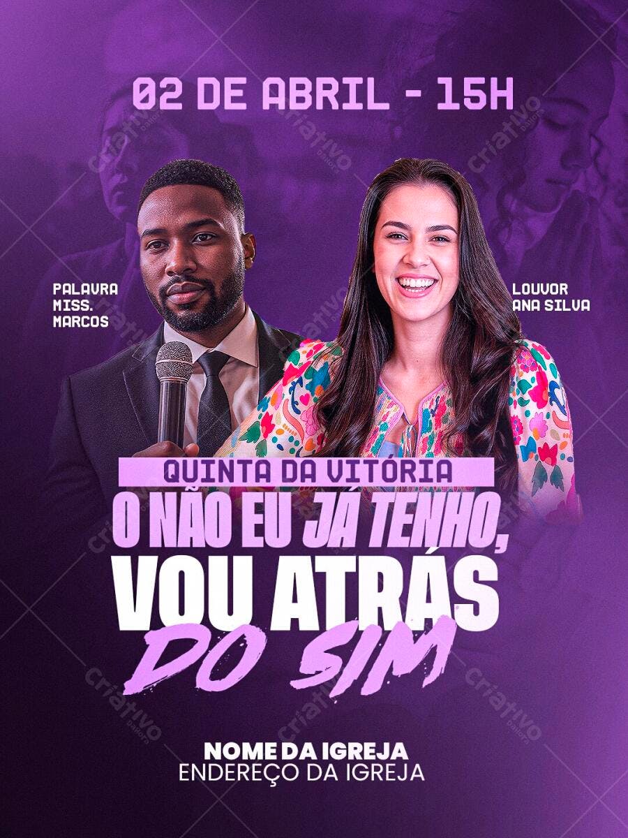 Post Instagram Evento Igreja Evangélica PSD Editável
