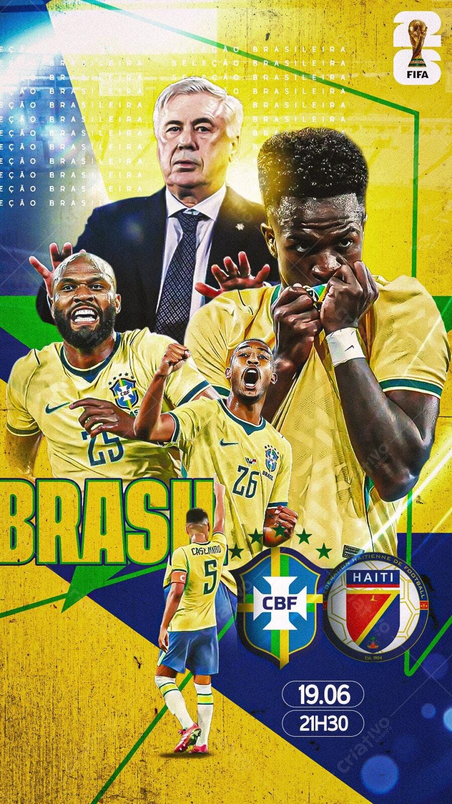 Post Instagram Jogo Seleção Brasileira Futebol PSD Editável