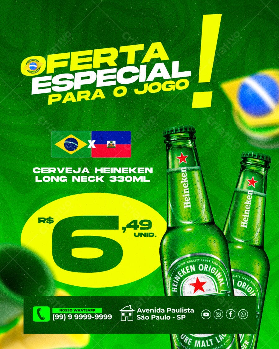 Post Instagram Oferta Cerveja Jogo Futebol PSD Editável