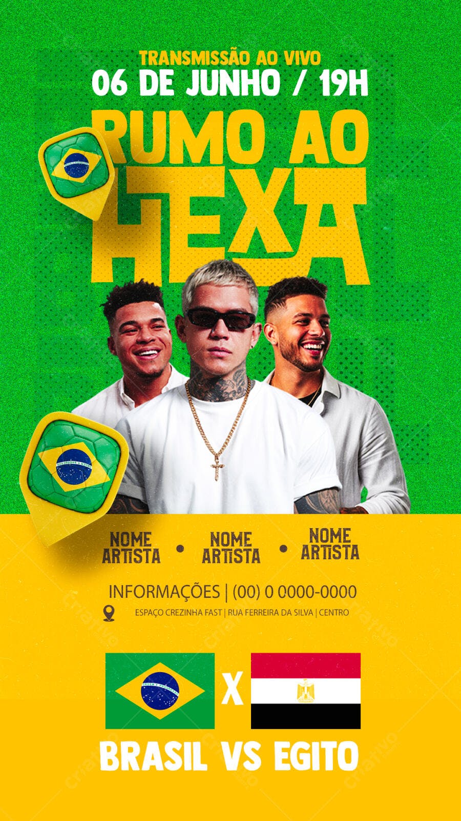 Post Instagram Rumo ao Hexa Copa Junho PSD Editável