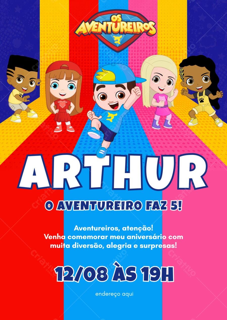 Convite Aniversário Os Aventureiros Luccas Neto 5 Anos Editável