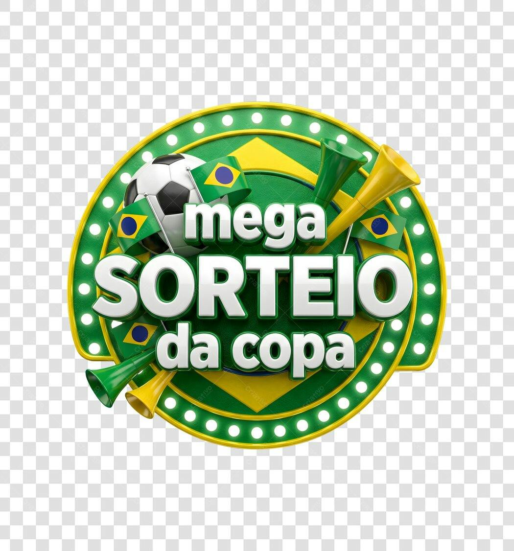 Elemento 3D Mega Sorteio da Copa Brasil PNG Fundo Transparente