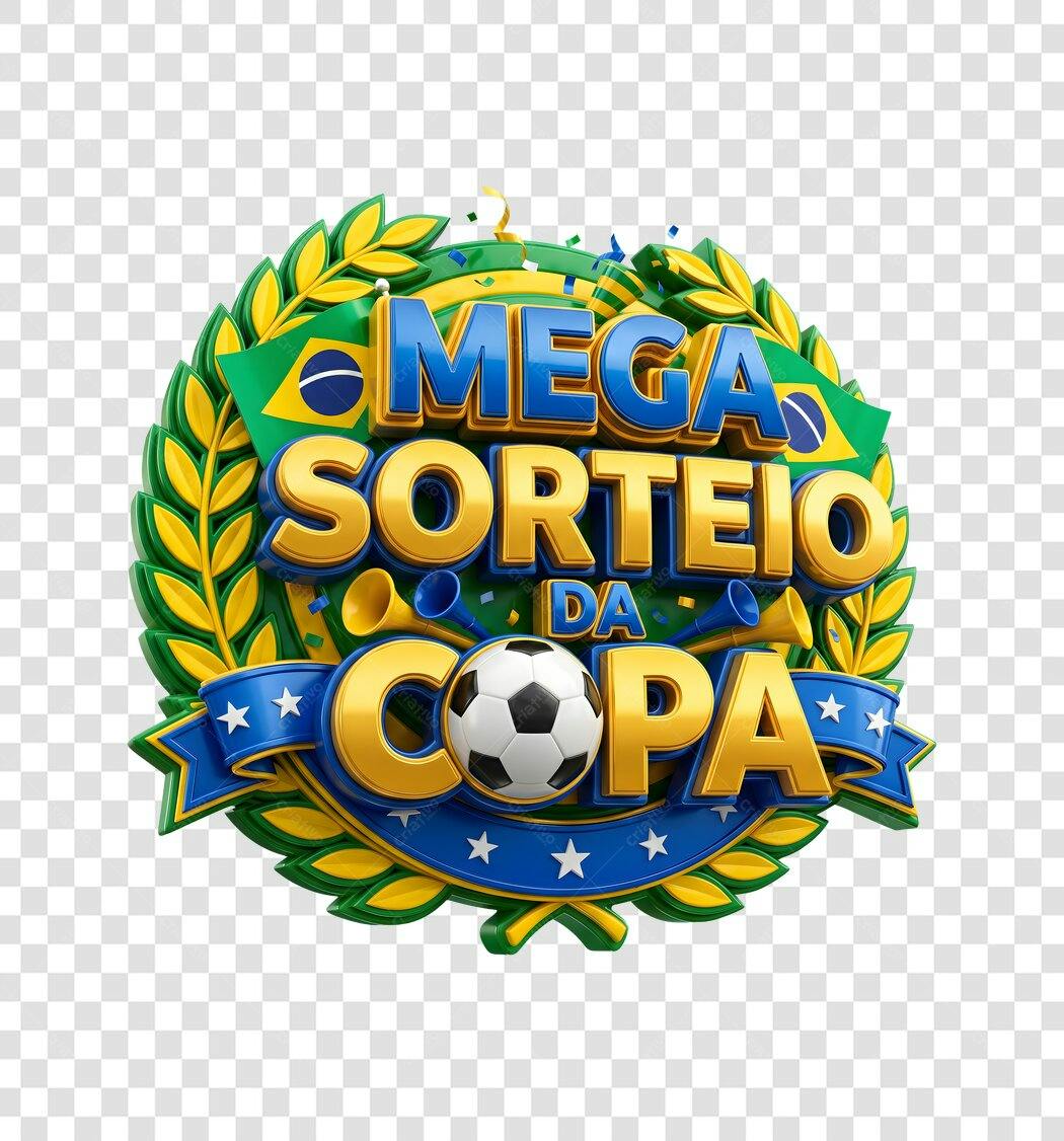 Elemento 3D Mega Sorteio da Copa Brasil PNG Fundo Transparente