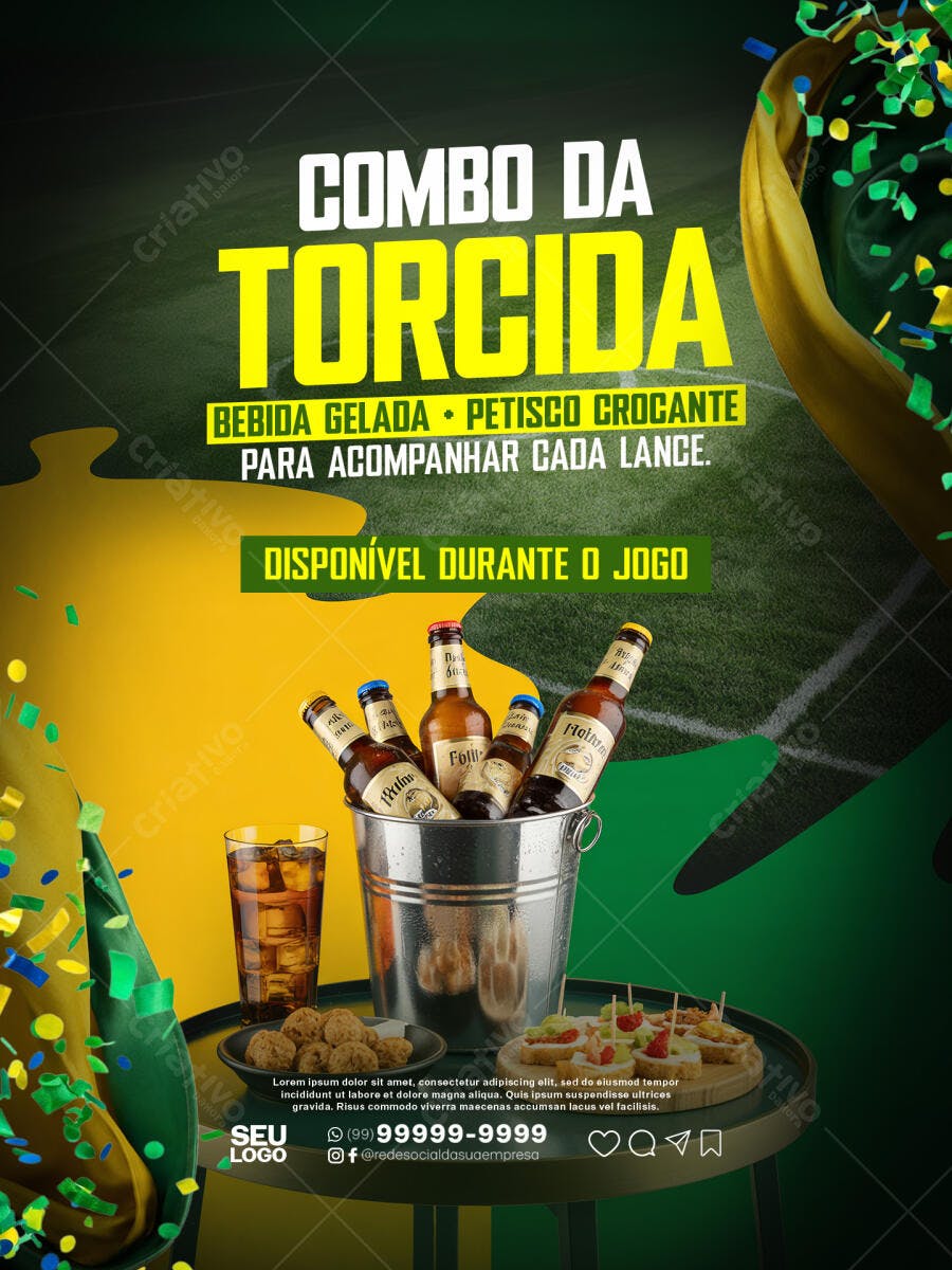 Flyer Combo da Torcida Futebol Bebidas Petiscos PSD Editável