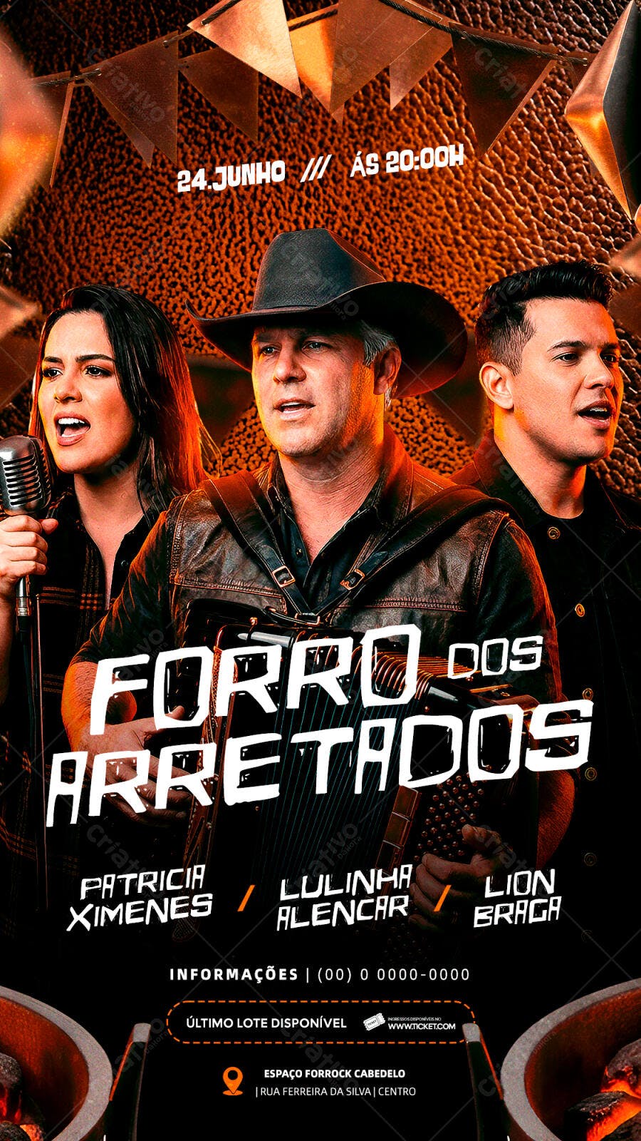 Flyer Festa Junina Forró dos Arretados PSD Editável
