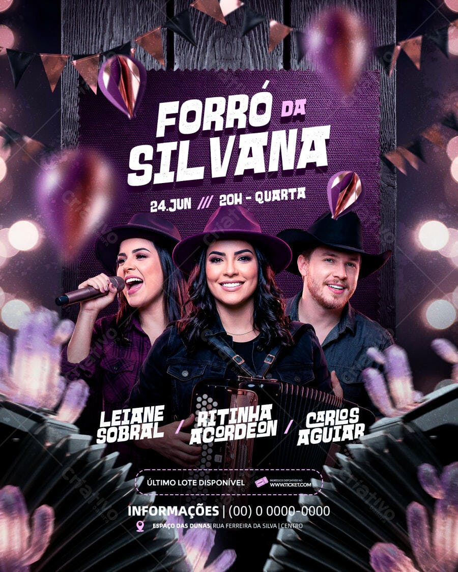 Flyer Forró Festa Junina Arraial PSD Editável