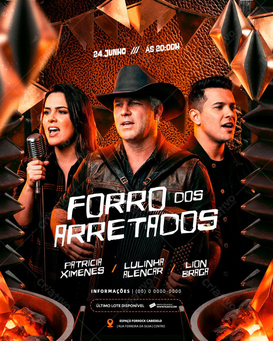 Flyer Forró Festa Junina Show Musical PSD Editável