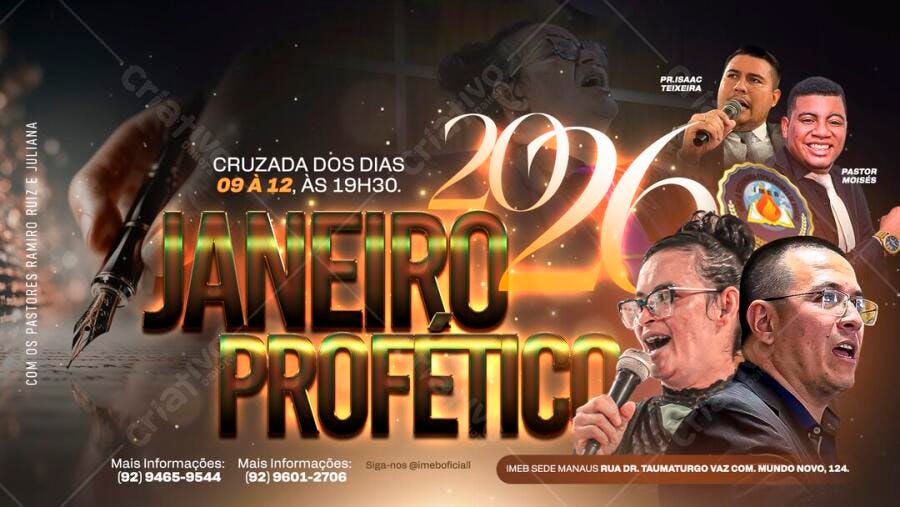 Flyer Janeiro Profético Evento Religioso PSD Editável