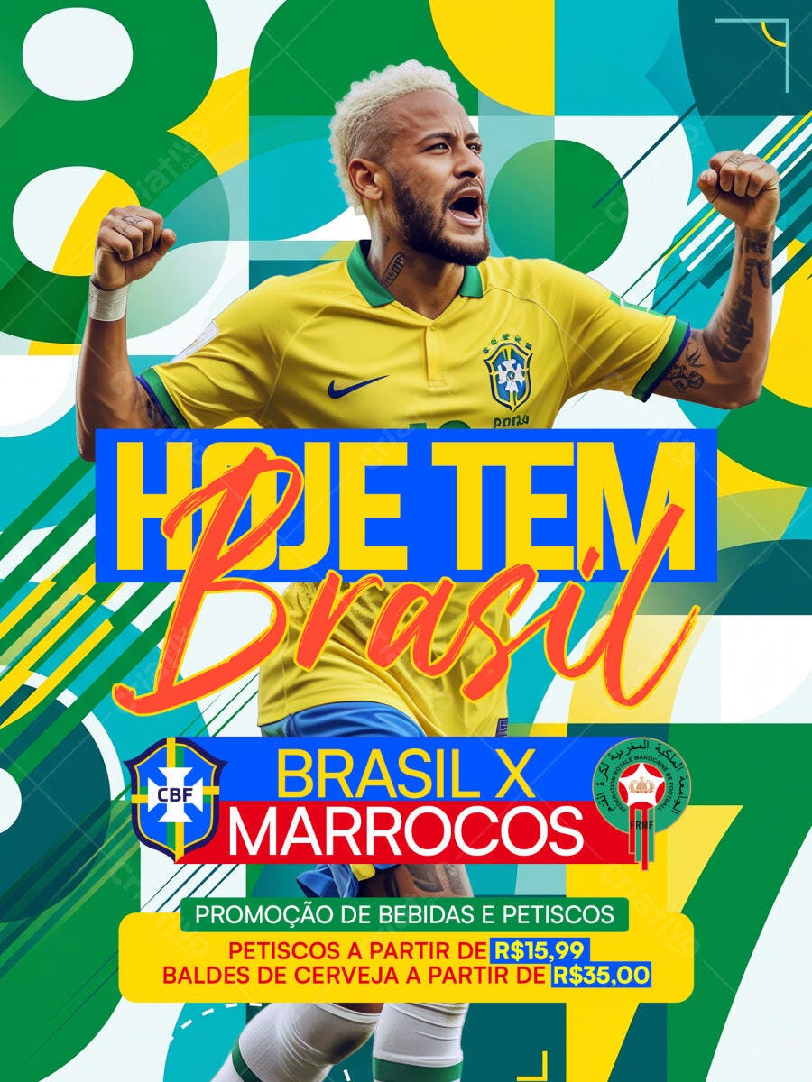 Flyer Jogo Brasil Futebol Copa PSD Editável