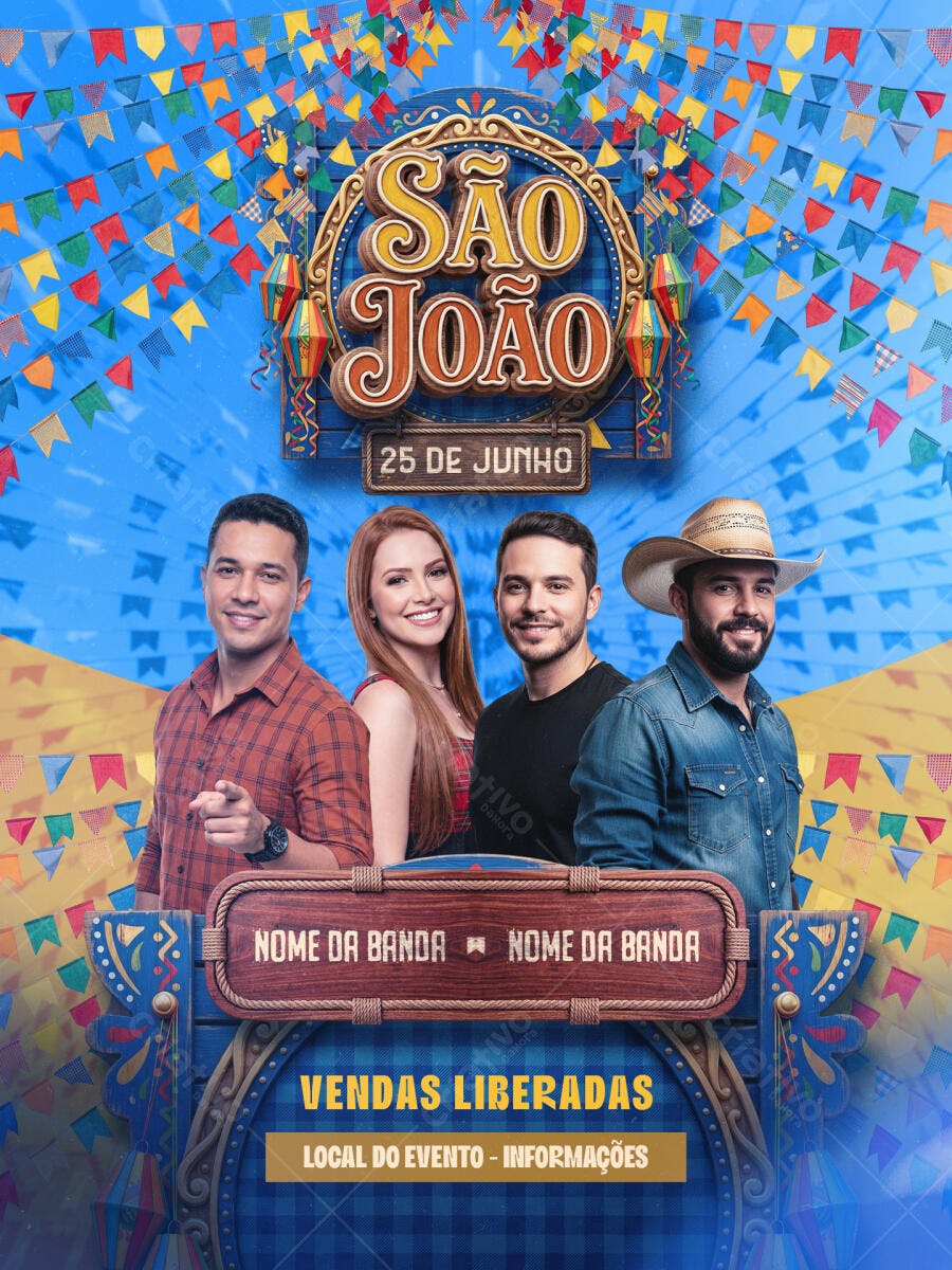 Flyer São João Festa Junina 25 de Junho PSD Editável