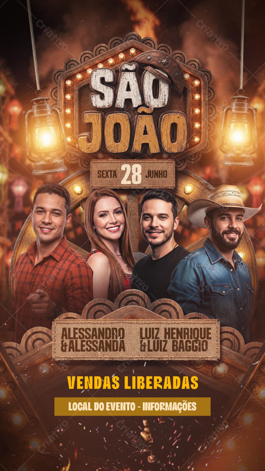 Flyer São João Festa Junina Junho PSD Editável