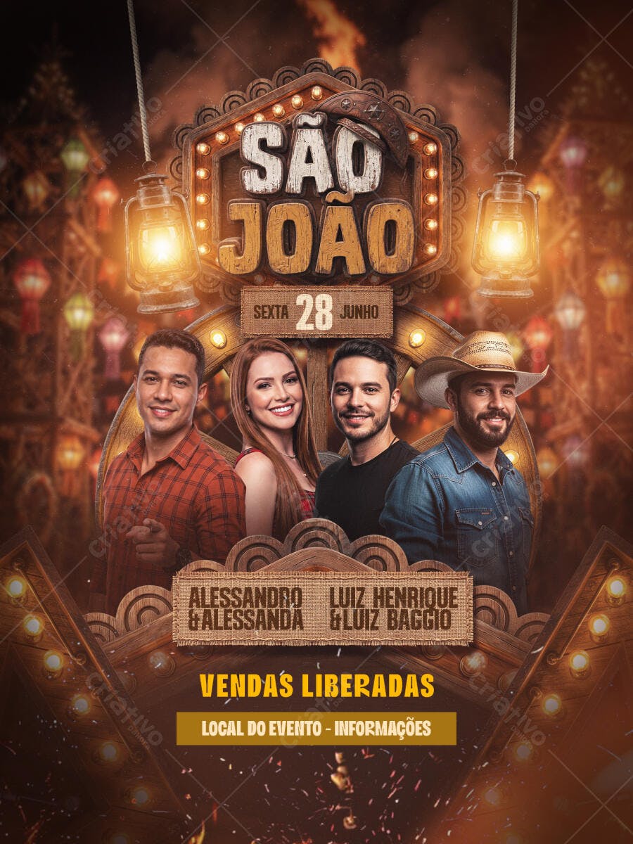 Flyer São João Festa Junina Junho PSD Editável