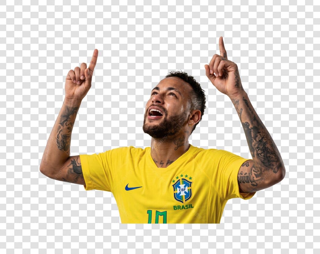 Foto Recortada Neymar Jogador Brasil Apontando PNG Fundo Transparente