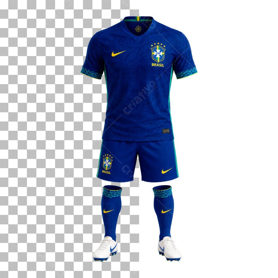 Mockup Camisa Futebol Brasil Azul PSD Editável