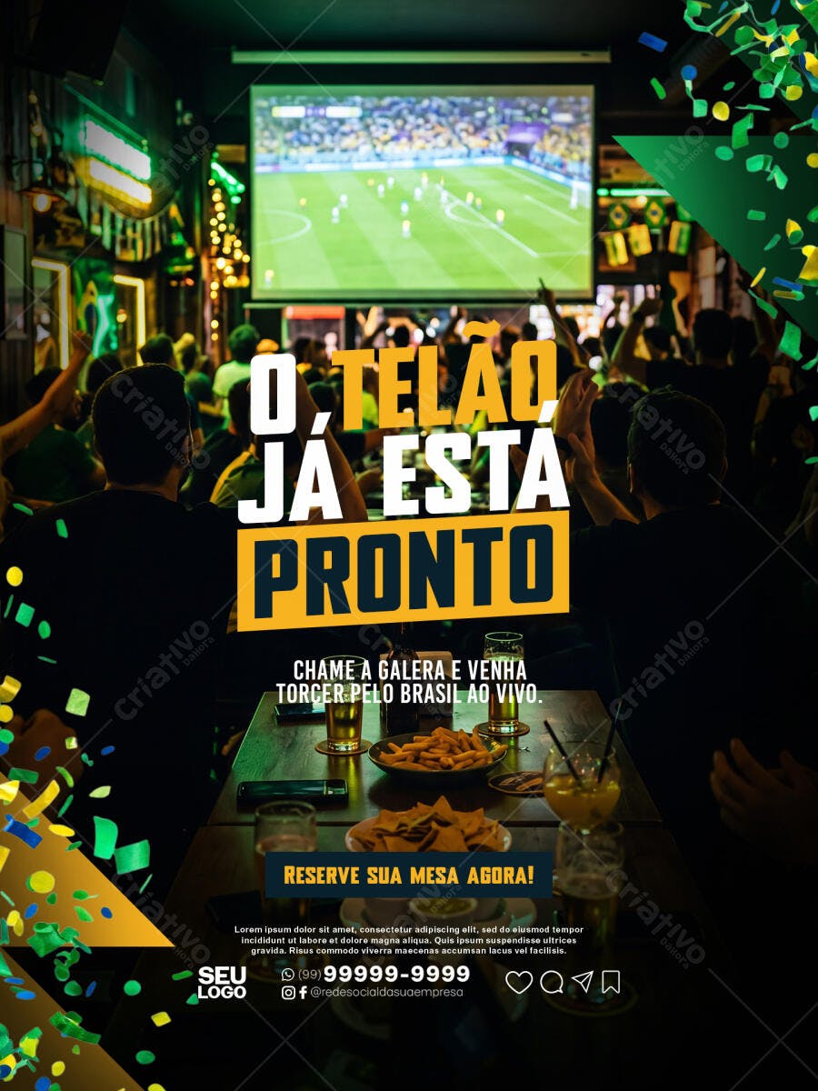 Post Instagram Copa Futebol Bar Restaurante PSD Editável